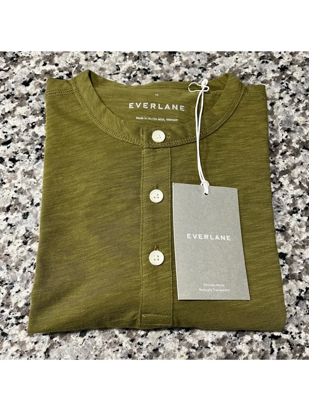 Everlane Shirt XS Henley Tee Green - Picture 3 of 8